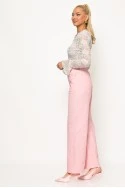 Jean wide leg me strass ροζ