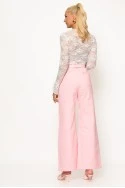 Jean wide leg me strass ροζ