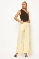 Jean wide leg me strass κίτρινο