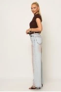 Jean wide leg με ξέβαμα μπλε