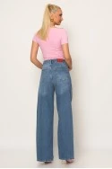 Jean wide leg με ασύμμετρο κούμπωμα μπλε