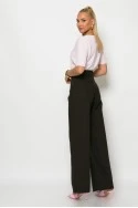 Jean wide leg με ασύμμετρο κούμπωμα καφέ