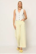 Jean wide leg με ξέφτια κίτρινο