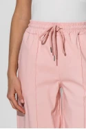 Cropped παντελόνι με κορδόνι στην μέση σομόν