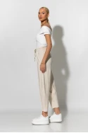Cropped παντελόνι με κορδόνι στην μέση μπεζ Cropped παντελόνι με κορδόνι στην μέση μπεζ