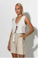 Βερμούδα με zipper ζώνη μπεζ