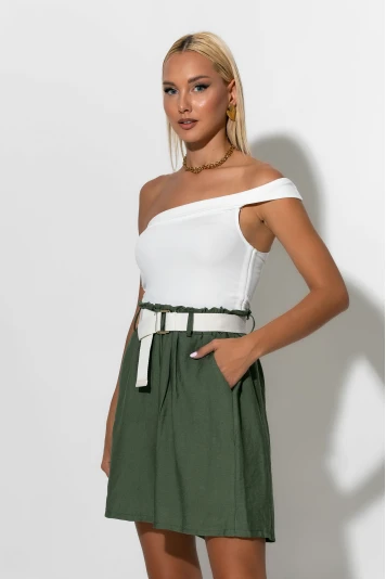 Βερμούδα με zipper ζώνη καφέ