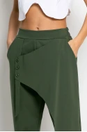 Παντελόνι φάκελος loose fit με κουμπιά χακί