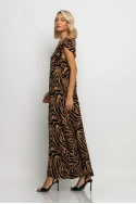 Ολόσωμη φόρμα με βολάν στα μανίκια animal print zebra καφέ Ολόσωμη φόρμα με βολάν στα μανίκια animal print zebra καφέ