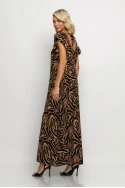 Ολόσωμη φόρμα με βολάν στα μανίκια animal print zebra καφέ Ολόσωμη φόρμα με βολάν στα μανίκια animal print zebra καφέ