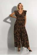 Ολόσωμη φόρμα με βολάν στα μανίκια animal print zebra καφέ Ολόσωμη φόρμα με βολάν στα μανίκια animal print zebra καφέ