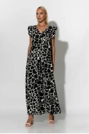 Ολόσωμη φόρμα με βολάν στα μανίκια giraffe print μαύρο Ολόσωμη φόρμα με βολάν στα μανίκια giraffe print μαύρο