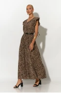 Ολόσωμη φόρμα με βολάν στα μανίκια leopard print μπεζ Ολόσωμη φόρμα με βολάν στα μανίκια leopard print μπεζ