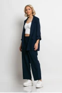 Παντελόνι φάκελος loose fit με κουμπί μπλε navy