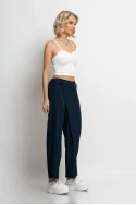 Παντελόνι φάκελος loose fit με κουμπί μπλε navy