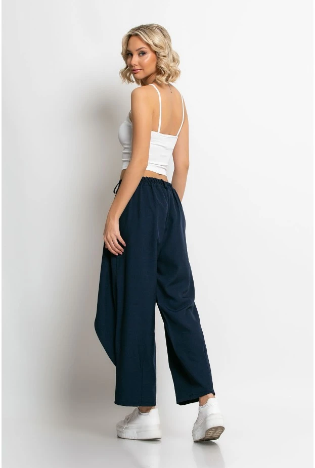 Παντελόνι φάκελος loose fit με κουμπί μπλε navy
