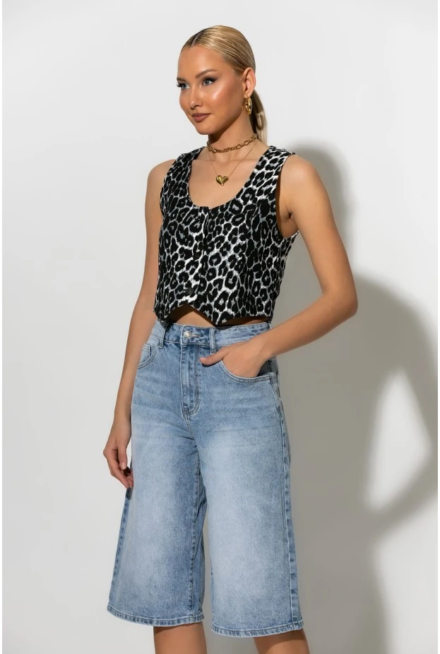 Jean push up βερμούδα μπλε