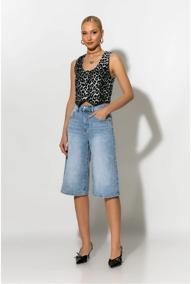 Jean push up βερμούδα μπλε