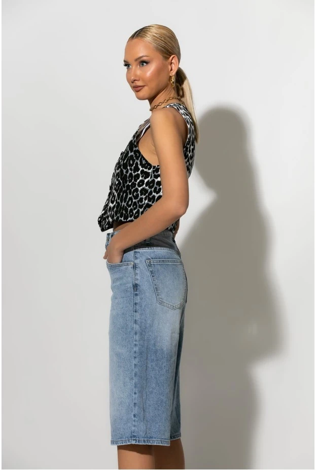 Jean push up βερμούδα μπλε