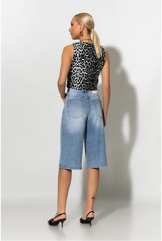 Jean push up βερμούδα μπλε