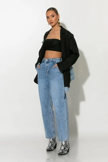 Baggy jean carrot μπλε