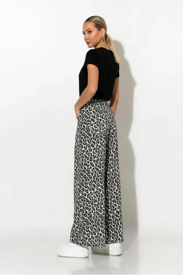 Wide leg jean leopard print μαύρο Wide leg jean leopard print μαύρο