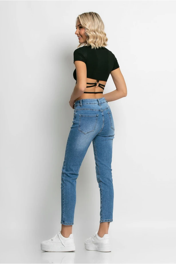 Jean mom fit μπλε Jean mom fit μπλε