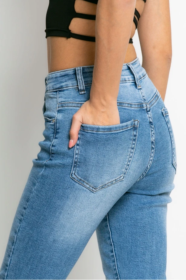 Jean mom fit μπλε Jean mom fit μπλε