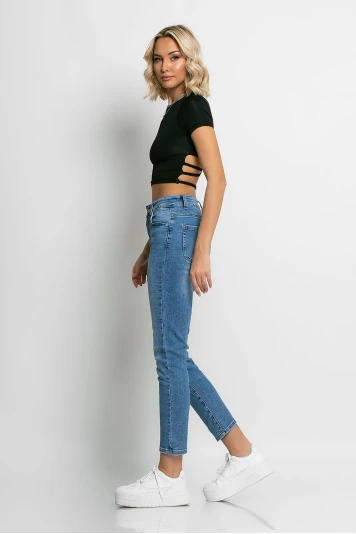 Jean mom fit μπλε