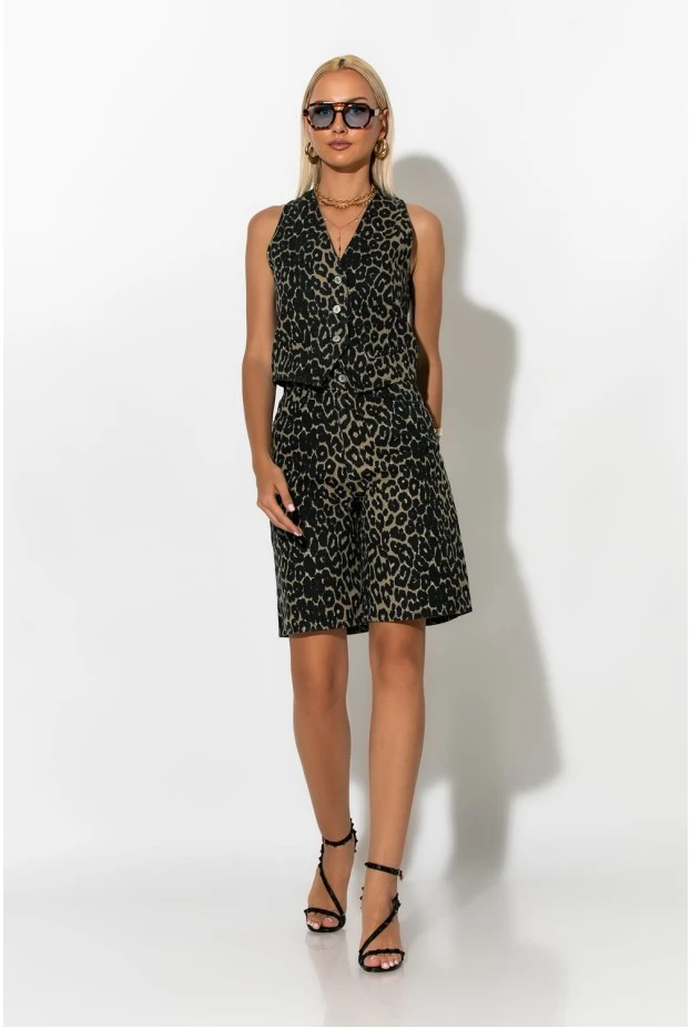 Jean leopard βερμούδα καφέ