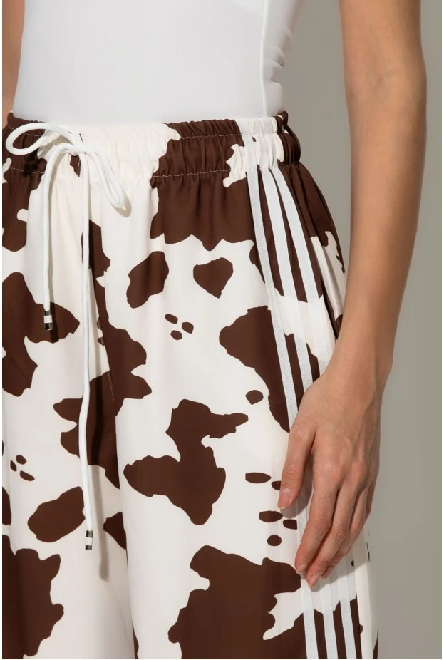 Παντελόνα cow print με ρίγες στο πλάι καφέ