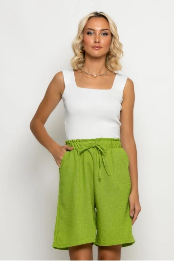 Βερμούδα με λινό apple green