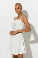 Σετ τύπου λινό crop top και φούστα - σορτς με στρας λευκό