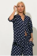 Σετ πουκαμίσα και παντελόνα πουά με λινό μπλε