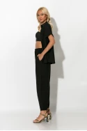 Σετ πουκάμισο και baggy παντελόνι τύπου λινό μαύρο Σετ πουκάμισο και baggy παντελόνι τύπου λινό μαύρο