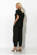 Σετ πουκάμισο και baggy παντελόνι τύπου λινό μαύρο Σετ πουκάμισο και baggy παντελόνι τύπου λινό μαύρο
