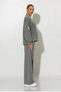 Σετ παντελόνα και oversized μπλούζα με pach στο μανίκι γκρι Σετ παντελόνα και oversized μπλούζα με pach στο μανίκι γκρι