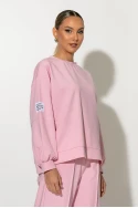 Σετ παντελόνα και oversized μπλούζα με pach στο μανίκι ροζ