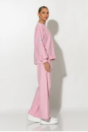 Σετ παντελόνα και oversized μπλούζα με pach στο μανίκι ροζ