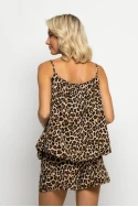 Σετ τιραντέ balloon μπλούζα και σορτσ leopard print μπεζ ανοιχτό