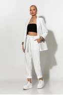 Σετ blazer με λεοπάρ φόδρα και παντελόνι με ζωνάκι λευκό Σετ blazer με λεοπάρ φόδρα και παντελόνι με ζωνάκι λευκό