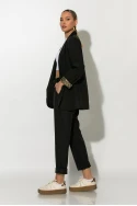 Σετ blazer με λεοπάρ φόδρα και παντελόνι με ζωνάκι μαύρο