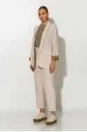 Σετ blazer με λεοπάρ φόδρα και παντελόνι με ζωνάκι μπεζ Σετ blazer με λεοπάρ φόδρα και παντελόνι με ζωνάκι μπεζ