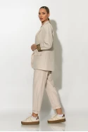 Σετ blazer με λεοπάρ φόδρα και παντελόνι με ζωνάκι μπεζ Σετ blazer με λεοπάρ φόδρα και παντελόνι με ζωνάκι μπεζ