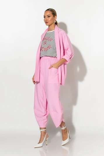 Σετ baggy παντελόνι και blazer σιέλ