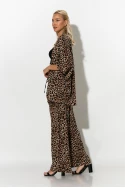 Σετ κιμονό και παντελόνα leopard print μπεζ σκούρο