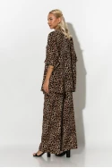 Σετ κιμονό και παντελόνα leopard print μπεζ σκούρο