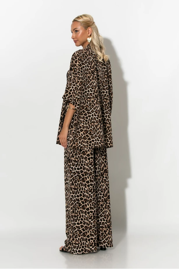 Σετ κιμονό και παντελόνα leopard print μπεζ ανοιχτό Σετ κιμονό και παντελόνα leopard print μπεζ ανοιχτό
