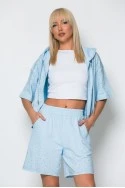 Σετ jacket κοντομάνικο και σορτς με στρας σιέλ