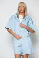 Σετ jacket κοντομάνικο και σορτς με στρας σιέλ